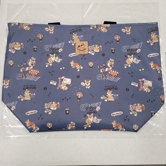 Waterproof Corgi Large Travel Tote Shoulder Bag - Picture 8 of 13